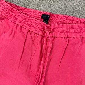 J. Crew Factory pink linen-cotton blend drawstring pant
